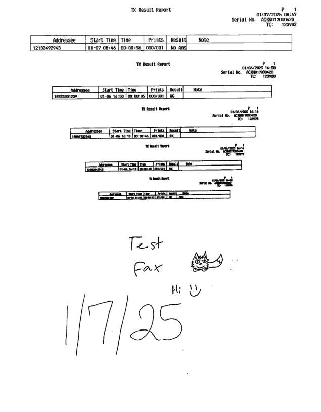 Fax page