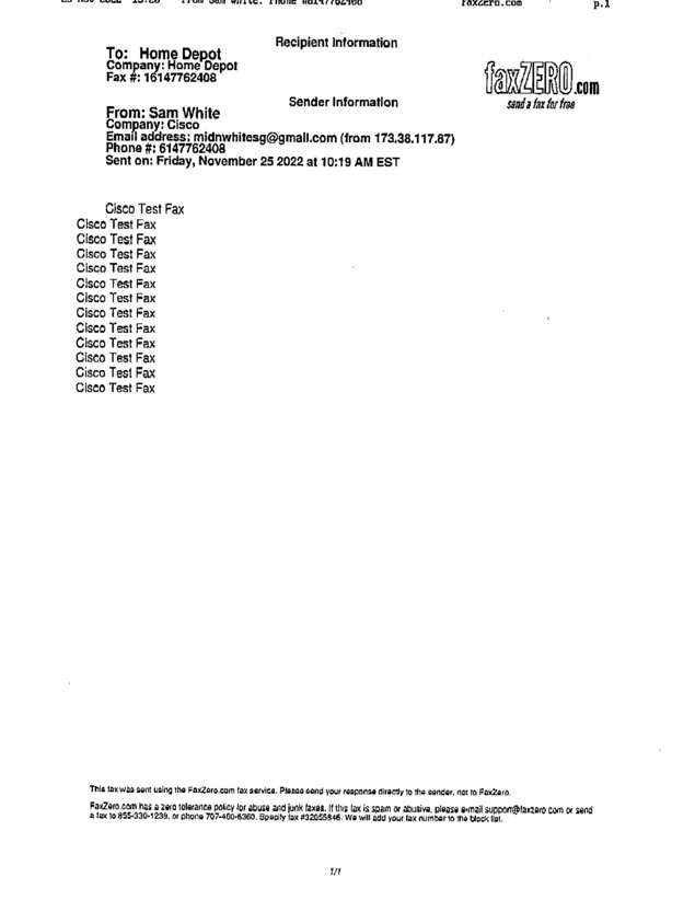 Fax page