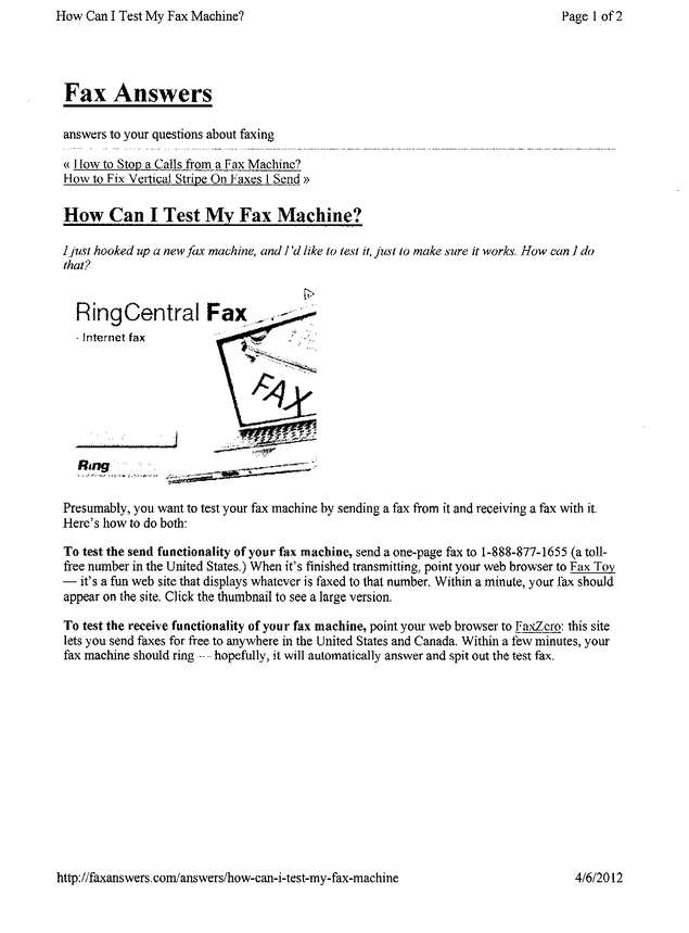Fax page