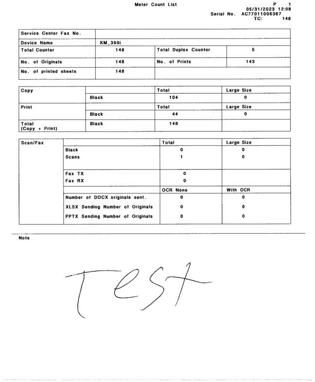 Fax page