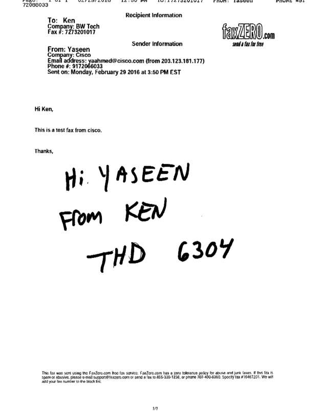 Fax page