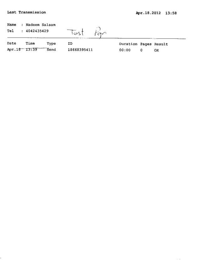 Fax page