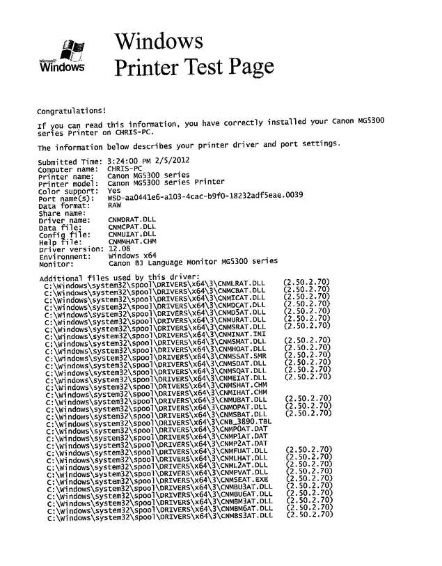 Fax page