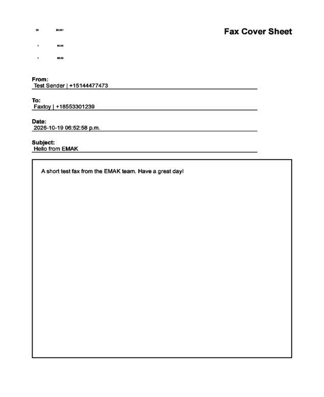 Fax page