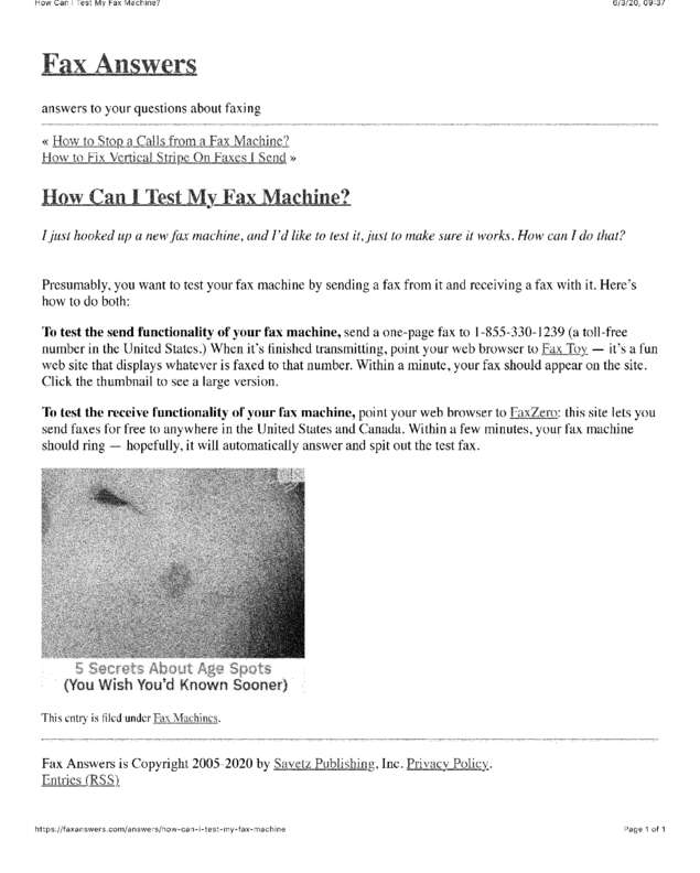 Fax page