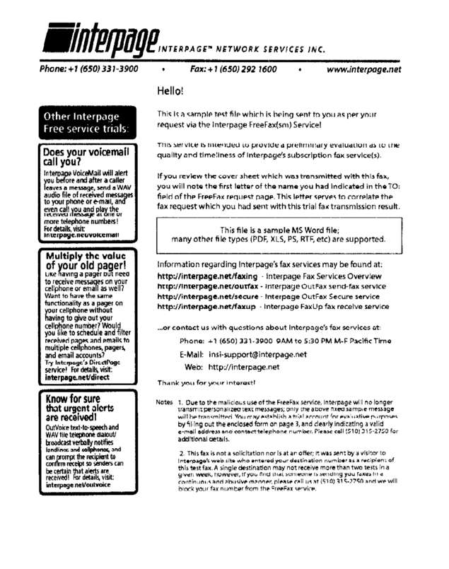 Fax page