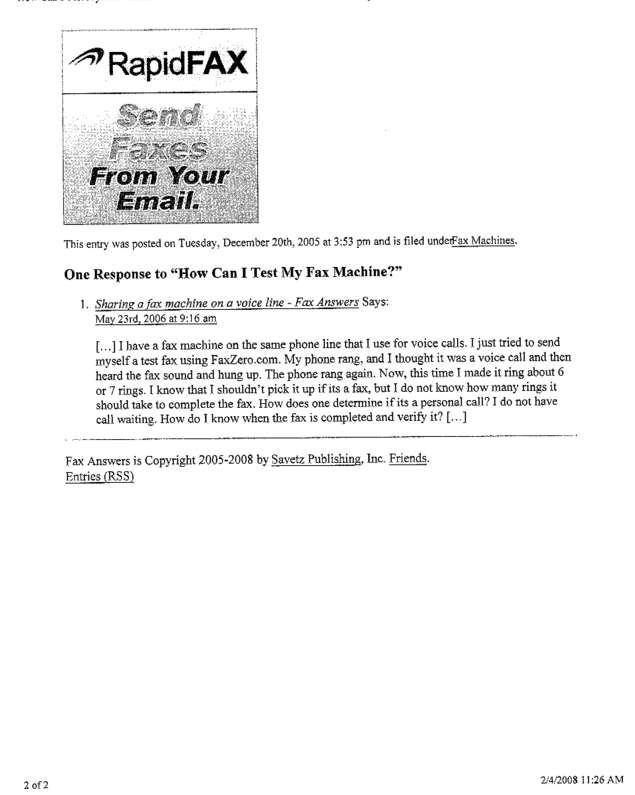 Fax page