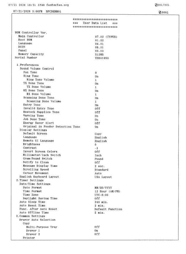 Fax page