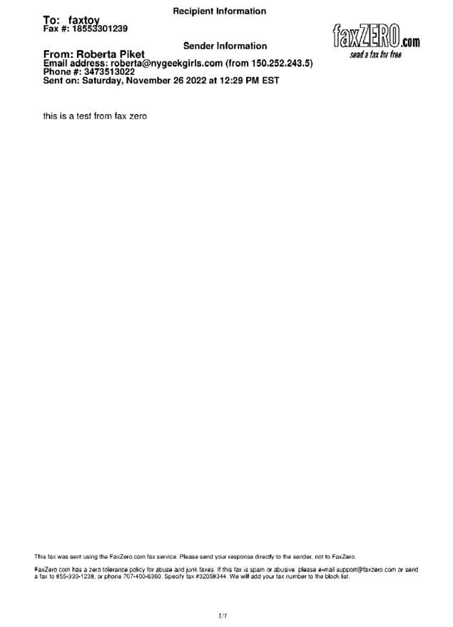 Fax page