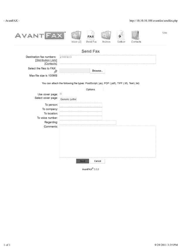 Fax page