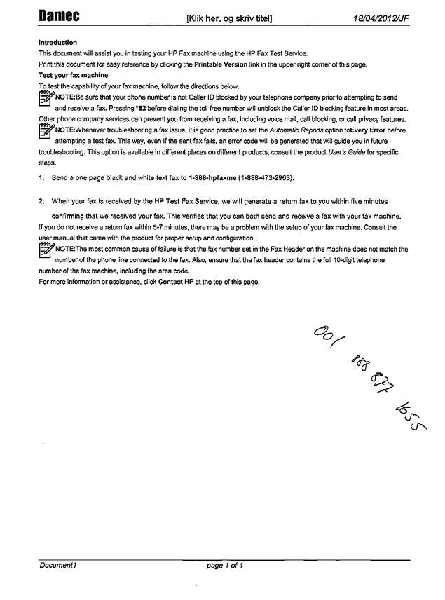 Fax page