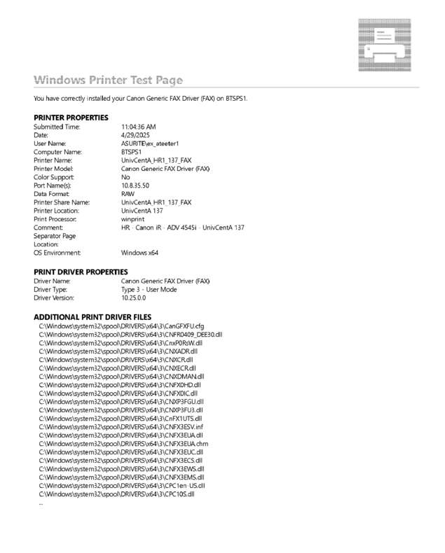 Fax page
