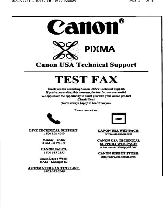 Fax page
