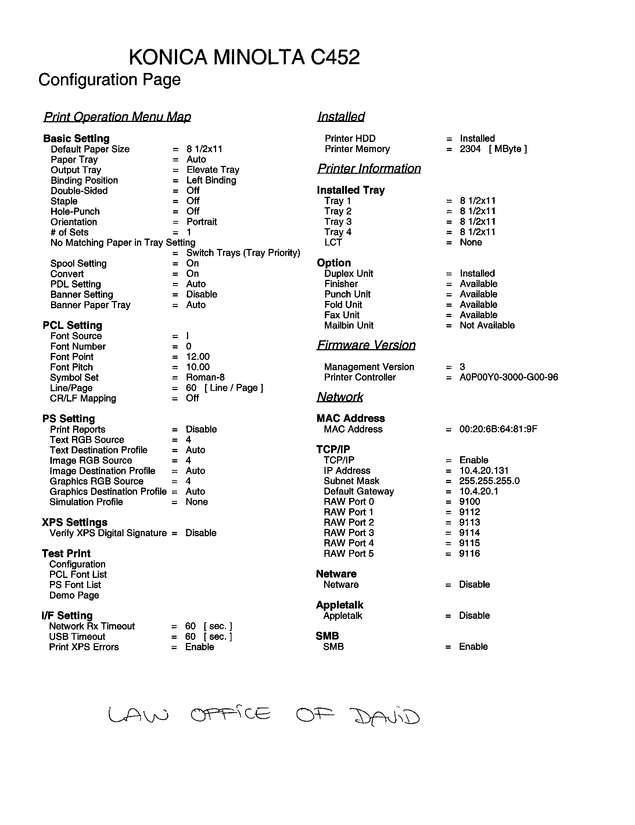 Fax page