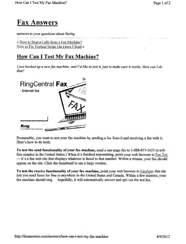 Fax page