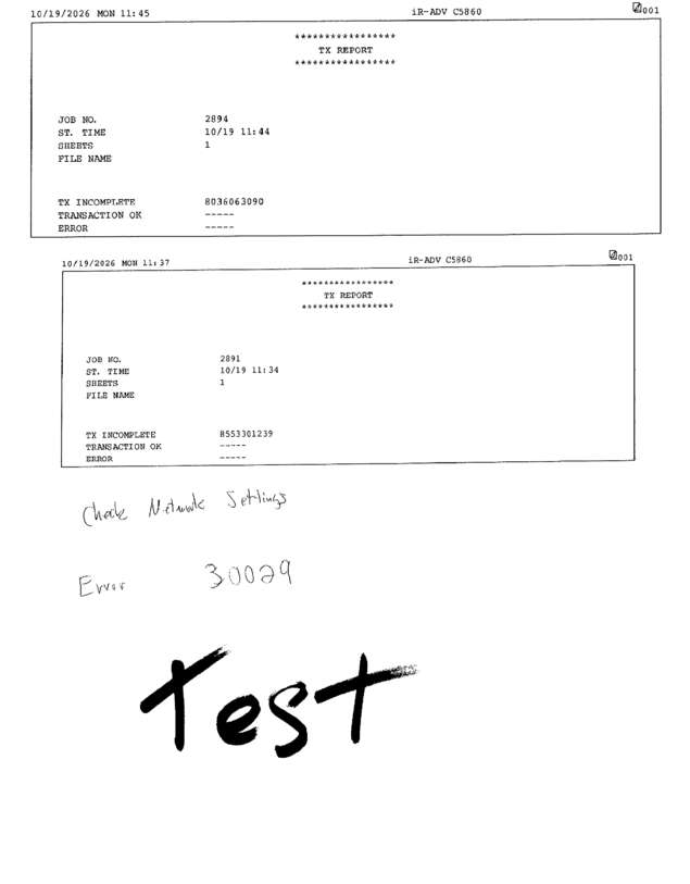 Fax page