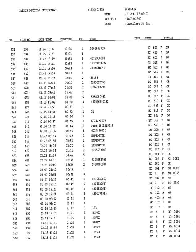 Fax page