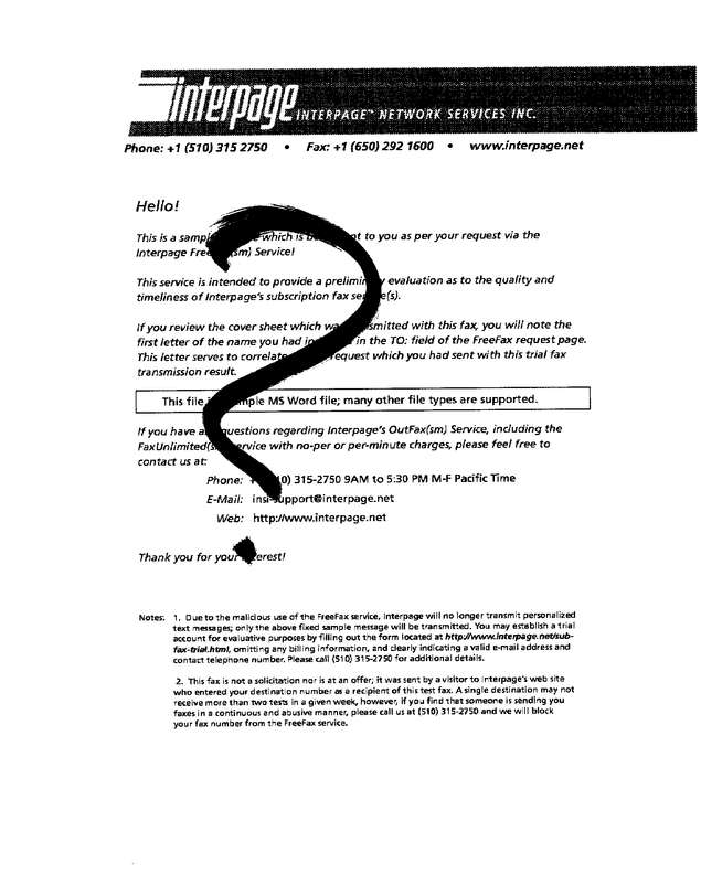 Fax page