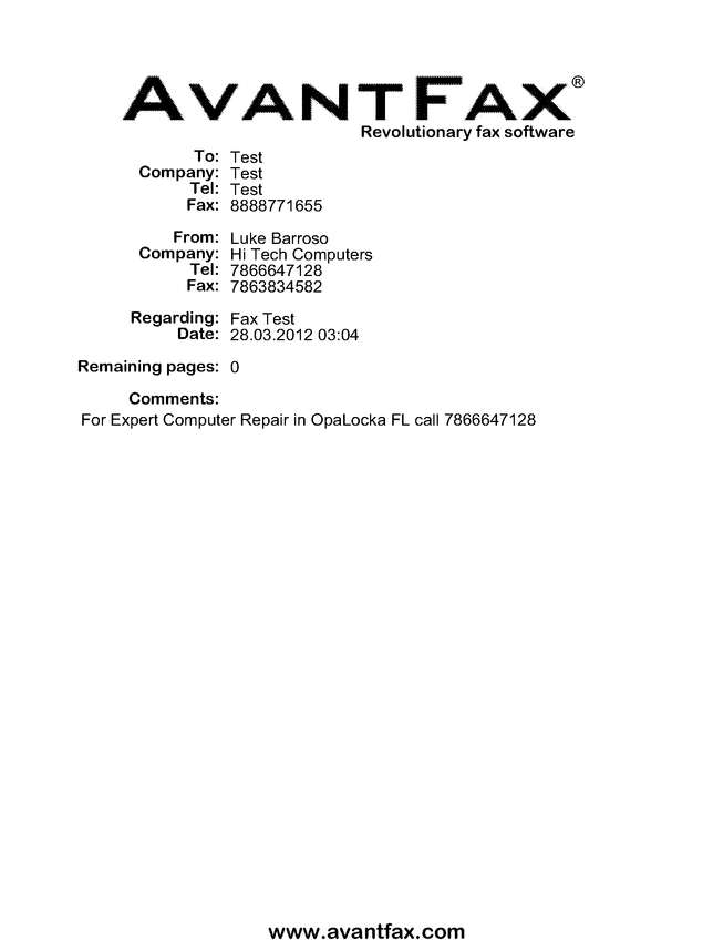 Fax page