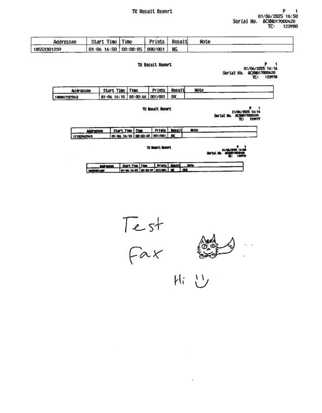 Fax page