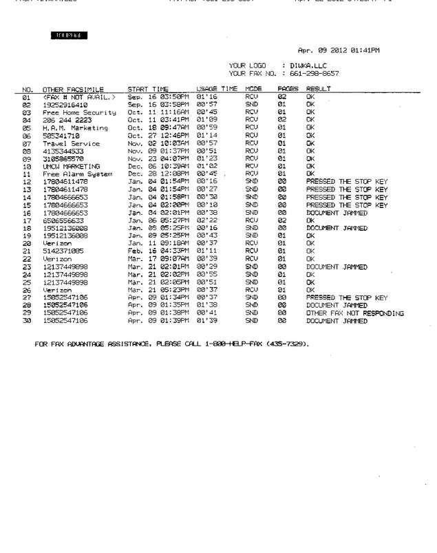 Fax page