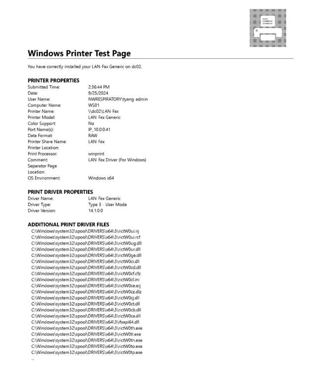 Fax page