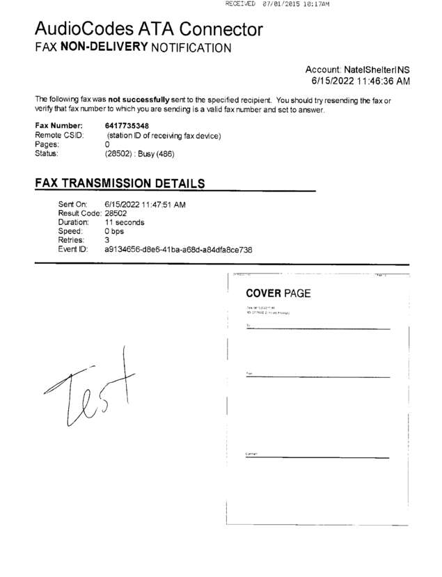 Fax page
