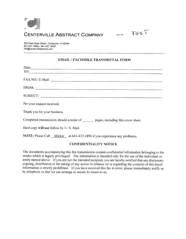 Fax page