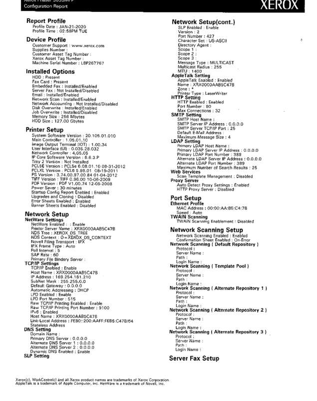 Fax page