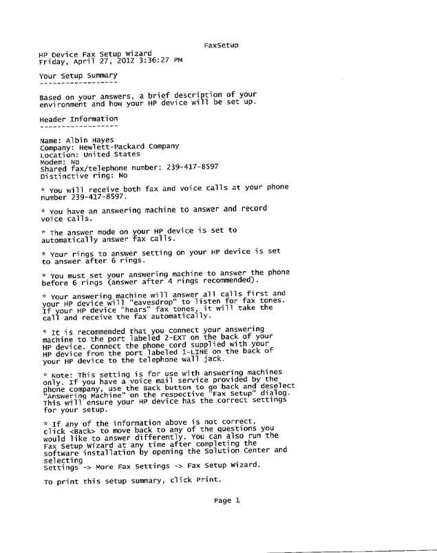 Fax page