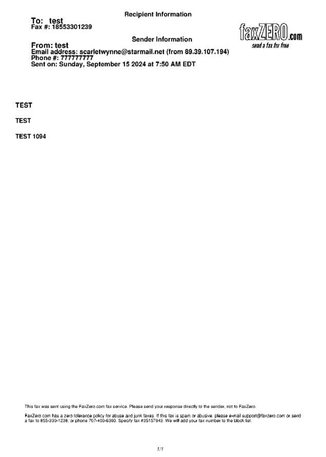 Fax page