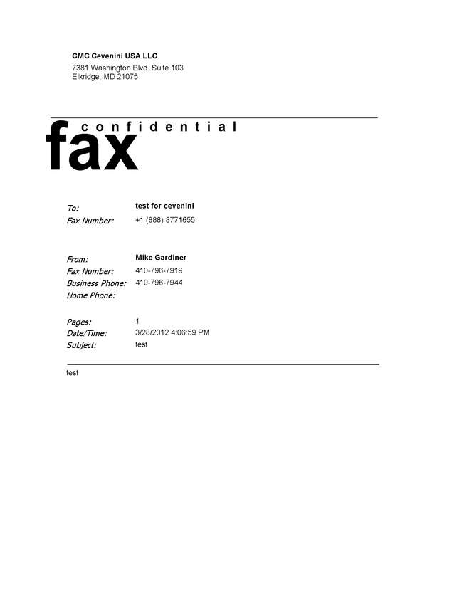 Fax page