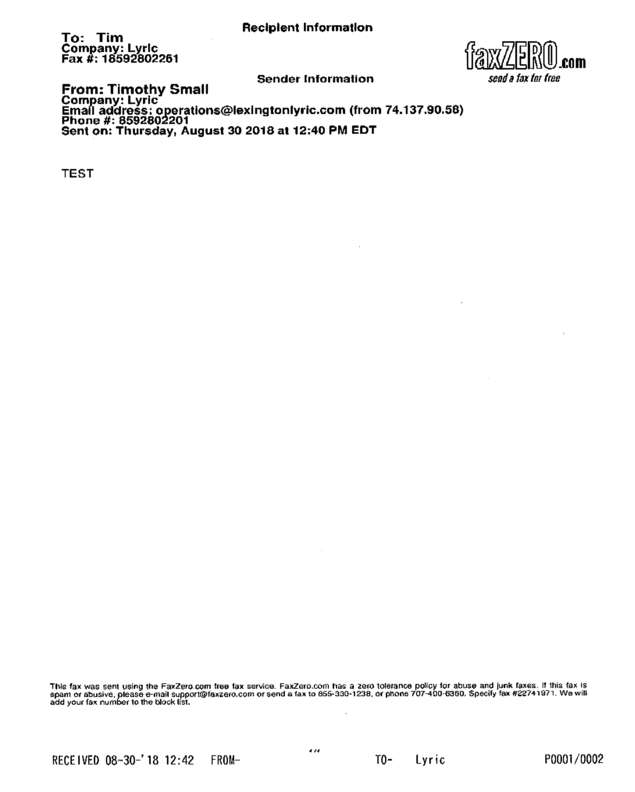 Fax page
