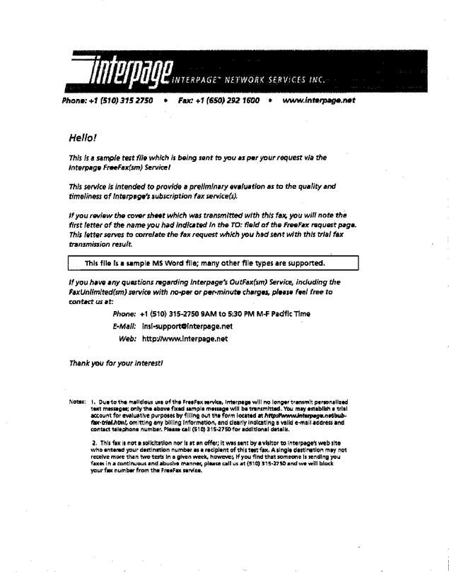 Fax page