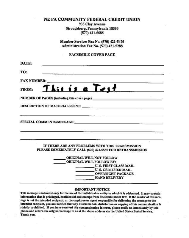 Fax page