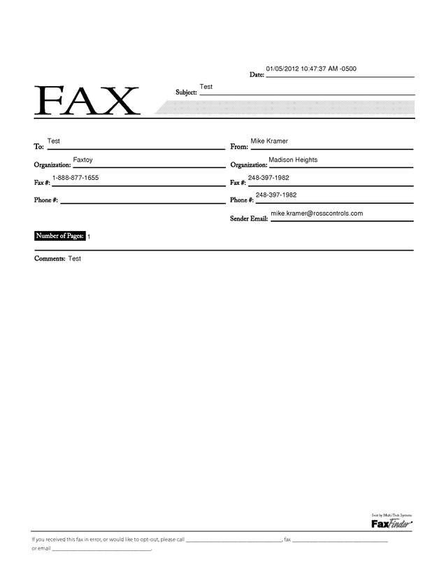 Fax page