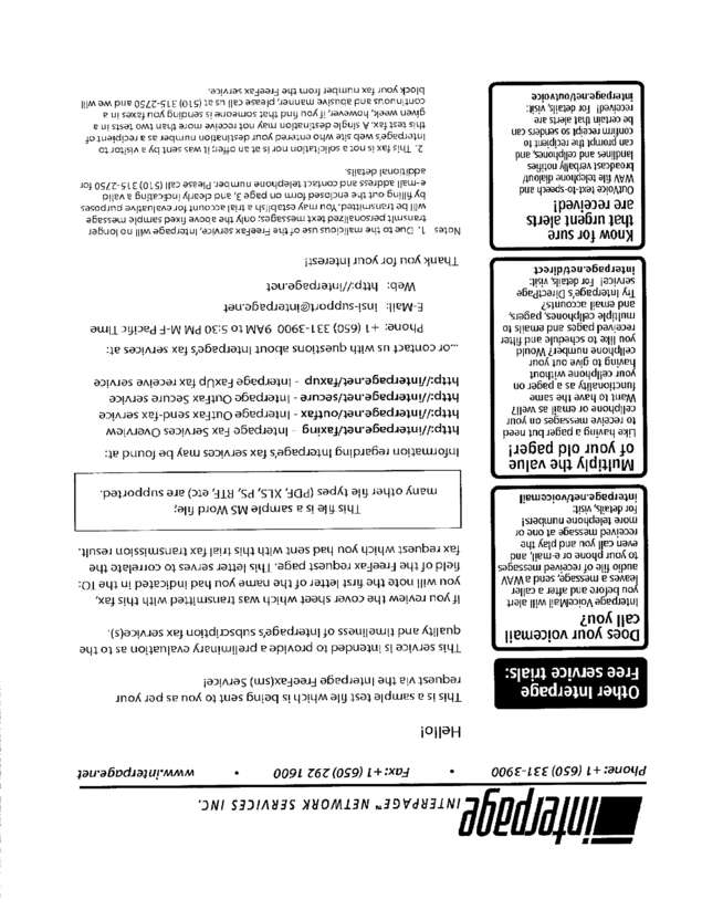Fax page