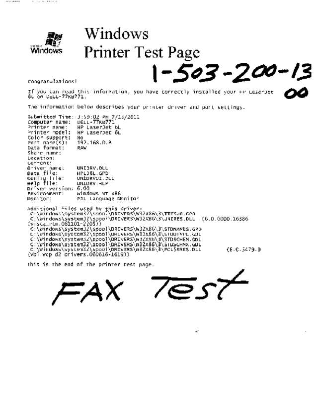 Fax page