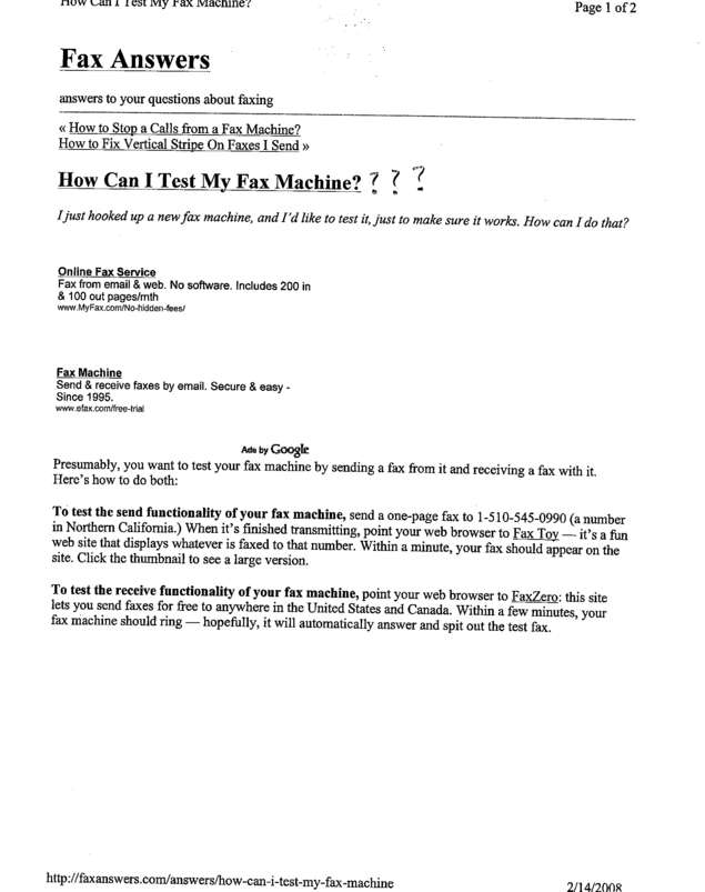 Fax page
