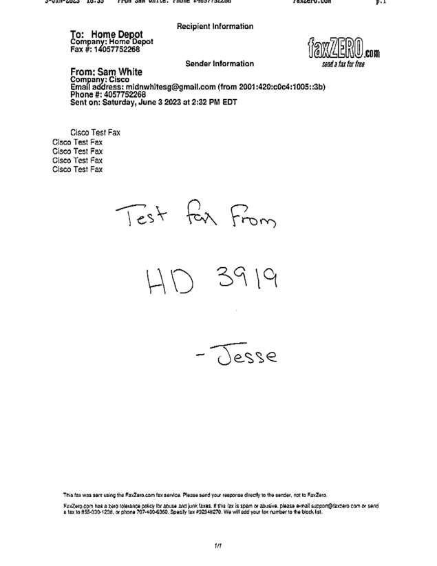 Fax page