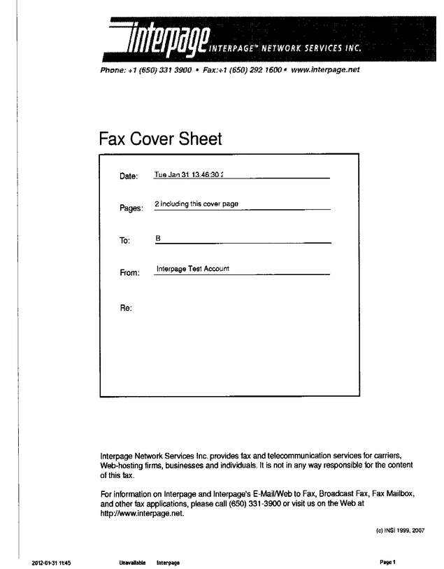 Fax page