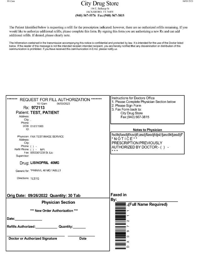 Fax page