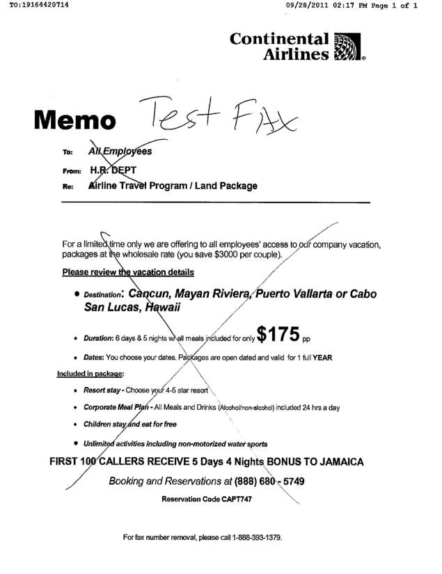 Fax page
