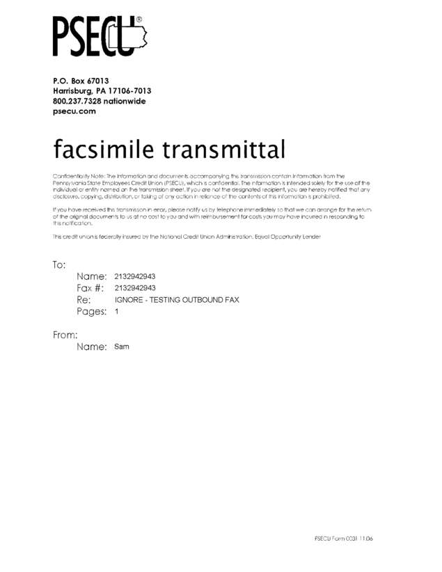 Fax page