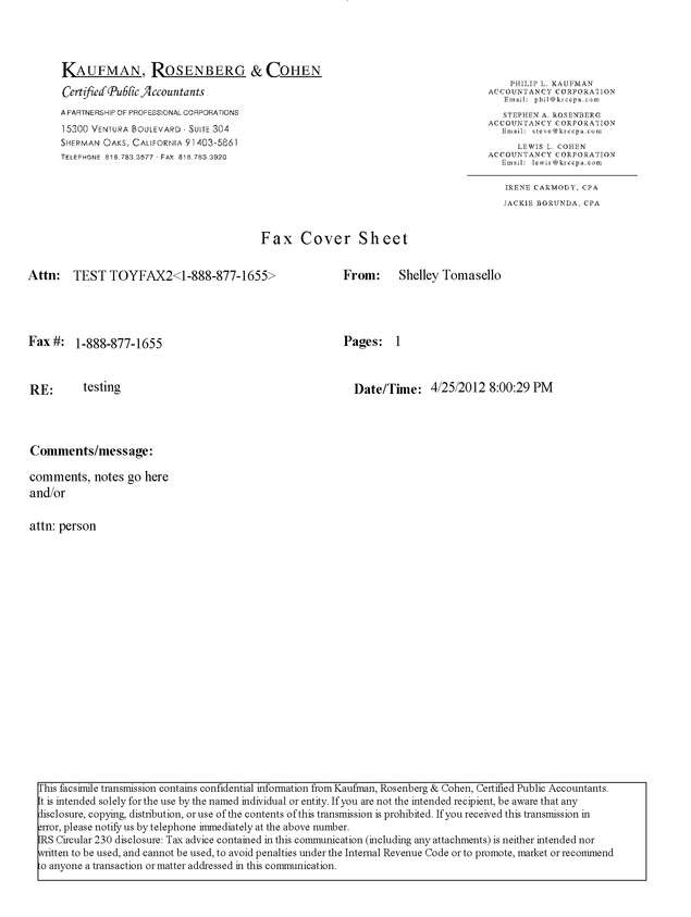 Fax page