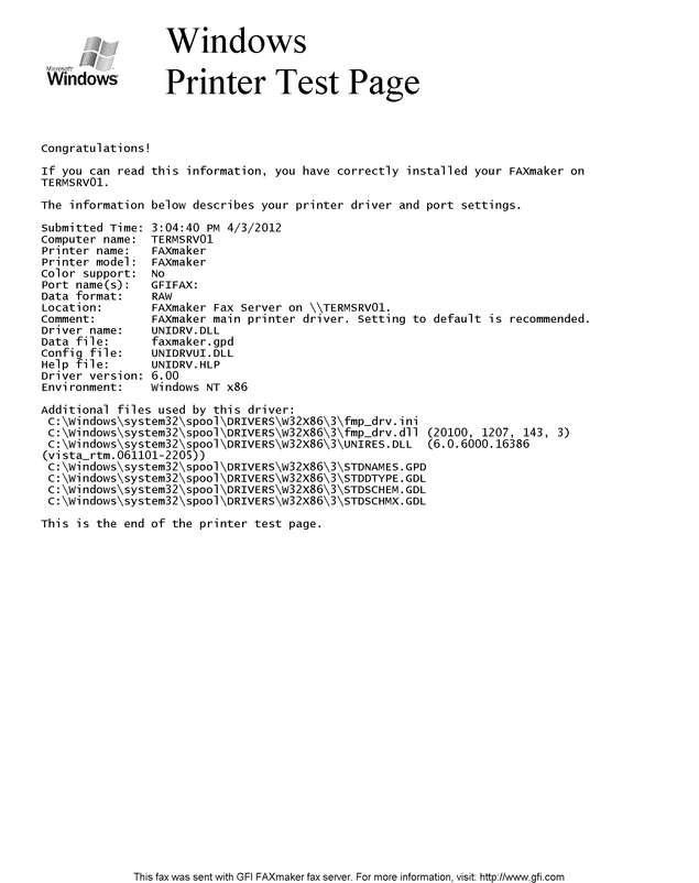 Fax page