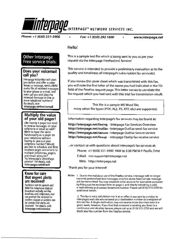 Fax page