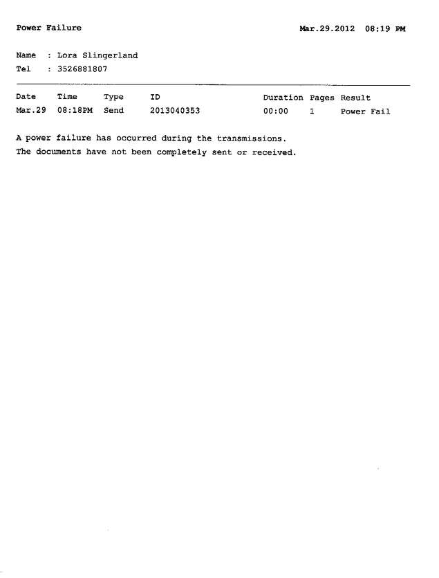 Fax page