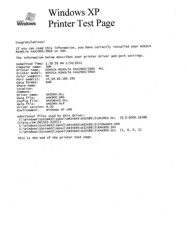 Fax page