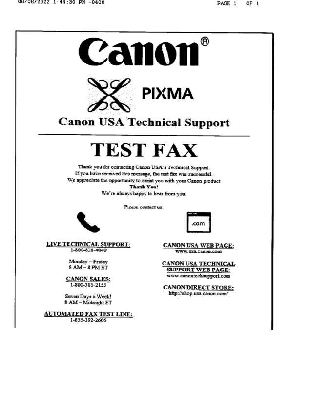 Fax page